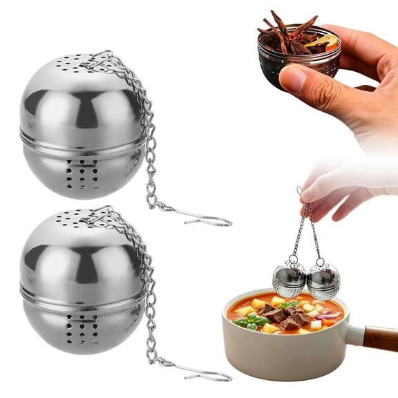 SomWiBe Tea Steeper Ball Set, Stainless Steel Loose Leaf Tea Infuser, Portable Silver, 2 Pack, Small 2.0 x 1.6 In