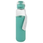 Soma 17oz (500ml) Glass Sport Water Bottle with Silicone Sleeve and 1-Hand Flip Top Lid - Aqua