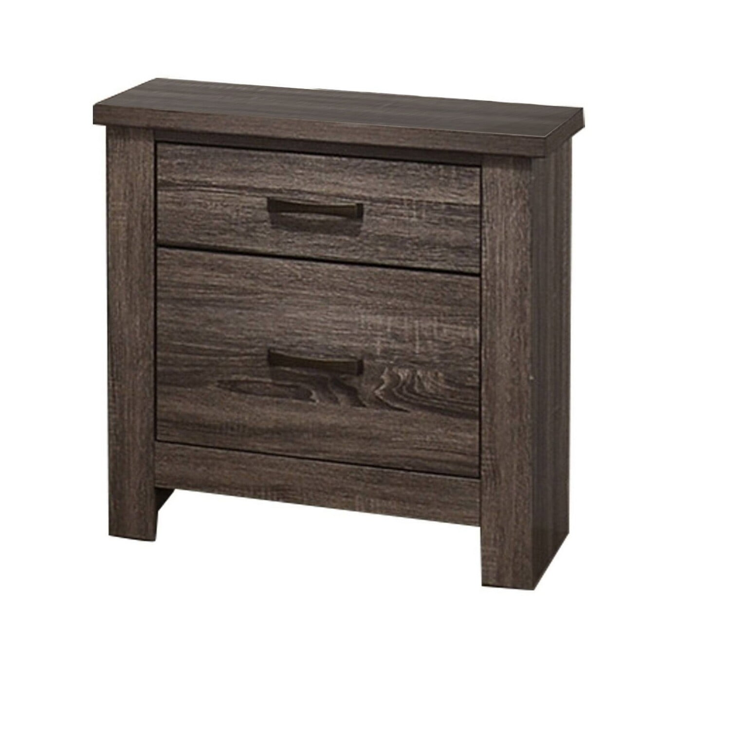 Soma 24" Oak Gray Rustic 2-Drawer Nightstand with Metal Handles