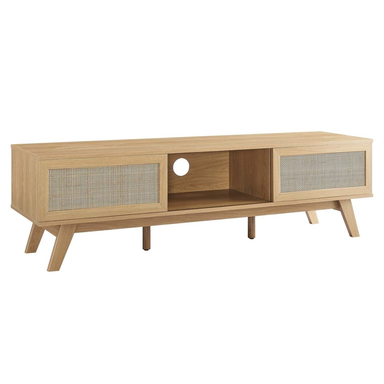 Soma 60" Oak TV Stand with Rattan Sliding Doors