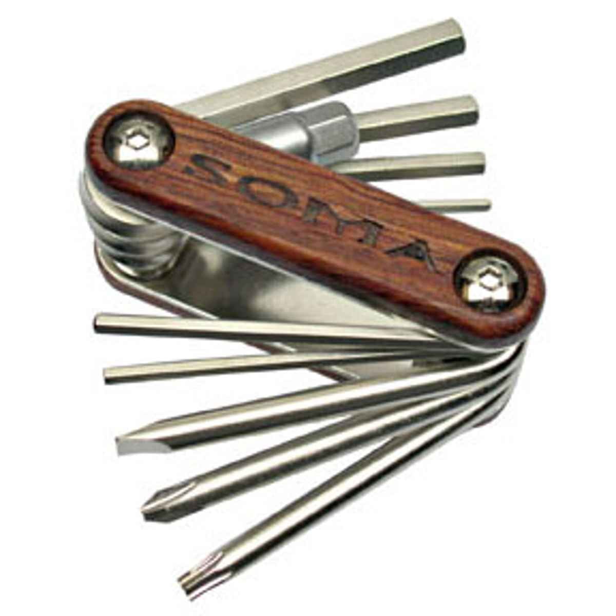 SOMA Fabrications Woodie 10-function multi-tool, wood/chrome - 82006