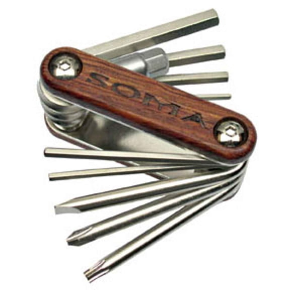 SOMA Fabrications Woodie 10-function multi-tool, wood/chrome - 82006