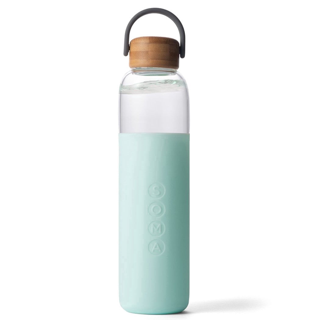 Soma Glass Water Bottle with Silicone Sleeve, BPA-Free, Mint, 25oz