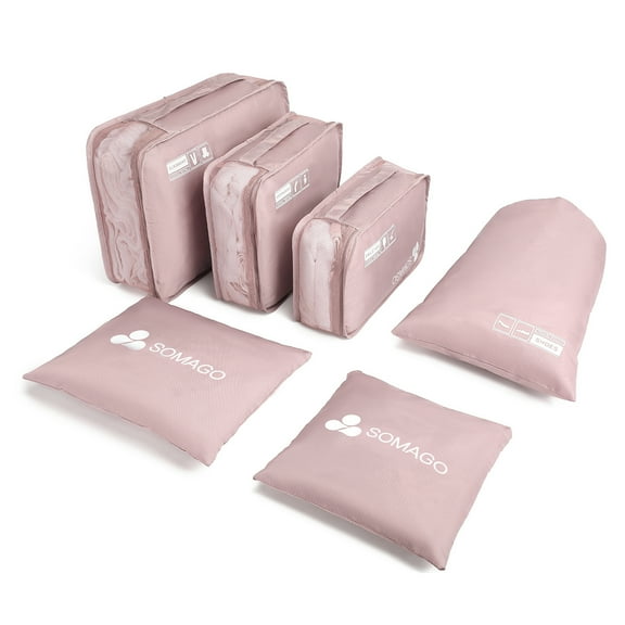 Somago 6 Pcs Packing Cubes for Travel with Clothes Shoes Cosmetics Toiletries Storage Bags Luggage Organizers for Suitcase Travel Essentials