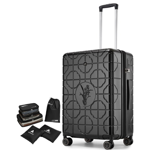 Somago Expandable 28 Inch Suitcase Luggage with Spring Shock-Absorption Brake Wheels Lightweight PC Suitcases with Cup Holder TSA Lock