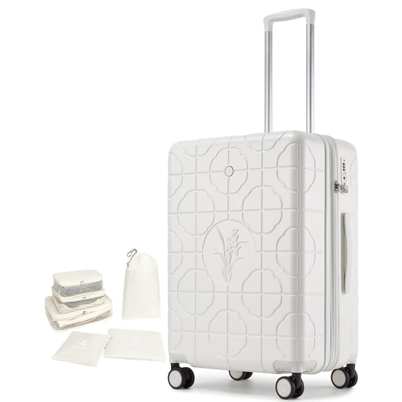 Somago Expandable 28 Inch Suitcase Luggage with Spring Shock-Absorption Brake Wheels Lightweight PC Suitcases with Cup Holder TSA Lock