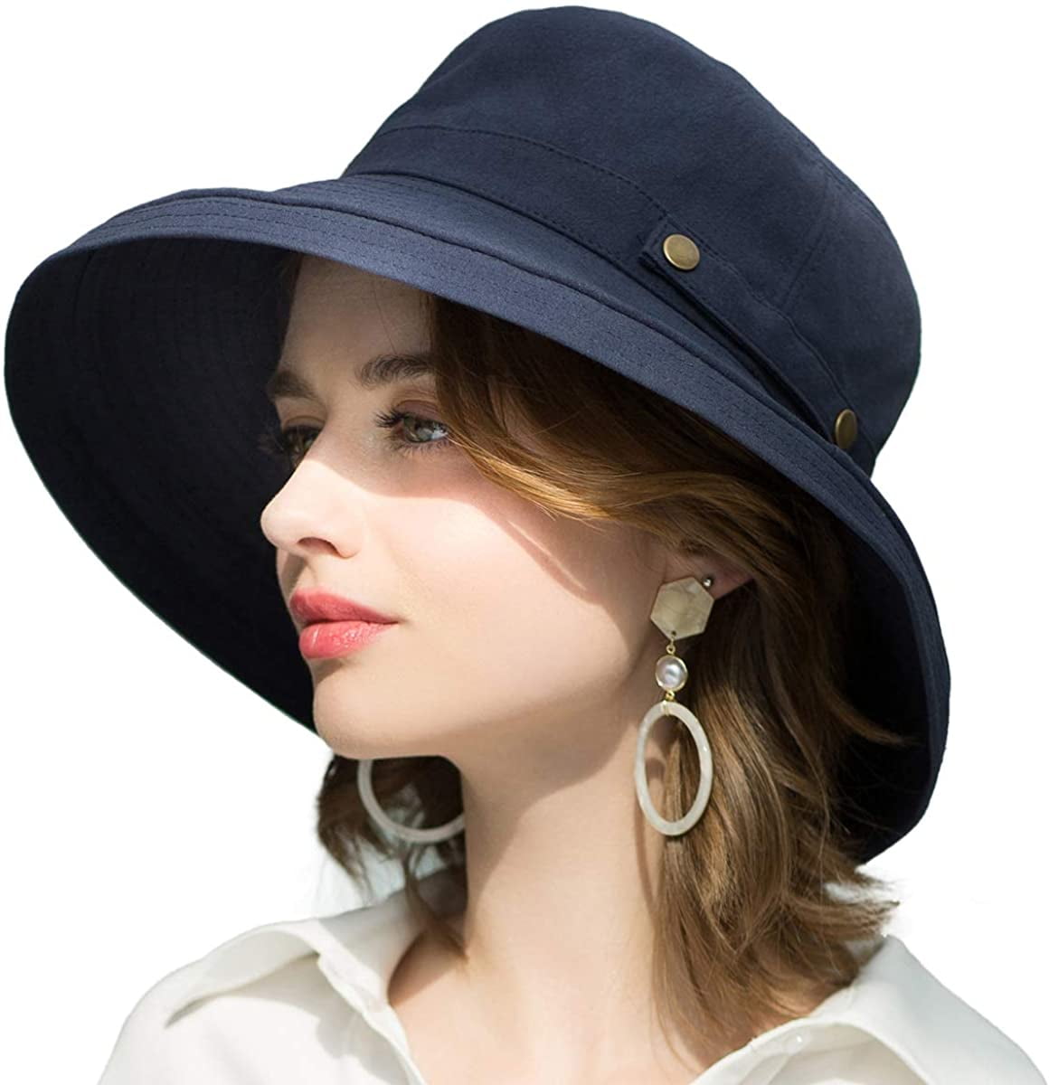 Somaler Womens Cotton Wide Brim Sun Hats UPF50+ UV Packable Beach Hat