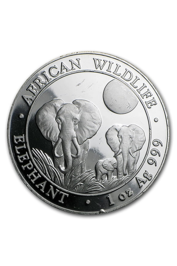 Somalia 1 oz Silver Elephant (Random, Abrasions)