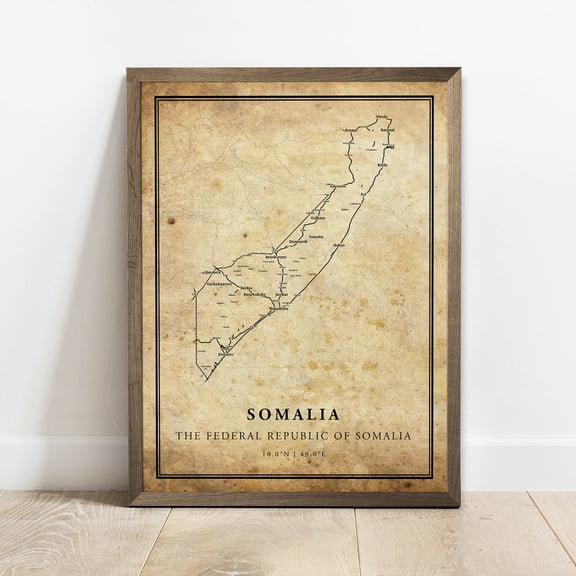 Somalia Vintage Map Country Travel Geography Home Wall Art Poster Decor