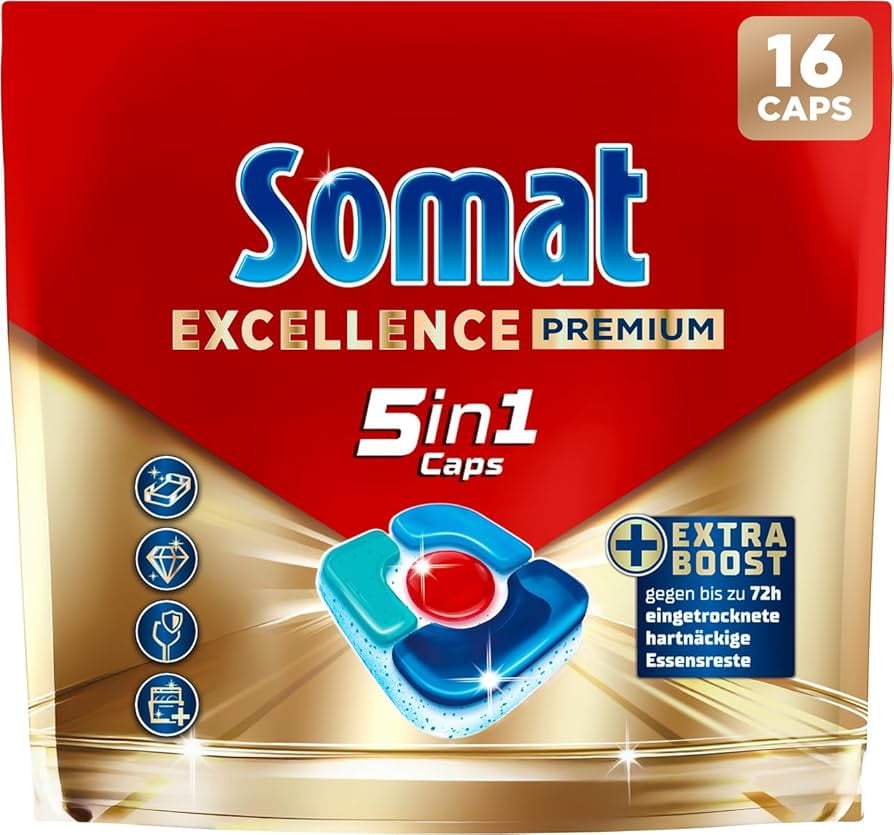 Somat Excellence Premium dishwasher caps 5in1 -1 bag/ 16 pods-