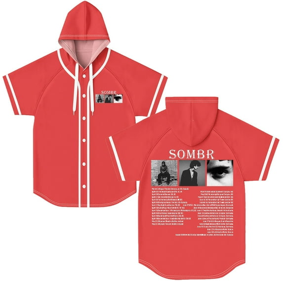 Sombr Hooded Short Sleeve Jersey 3D Print Casaul Men's Cool Button t shirt