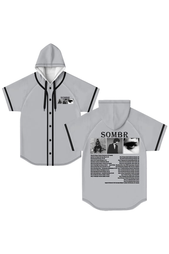Sombr Hooded Short Sleeve Jersey 3D Print Casaul Men's Cool Button t shirt
