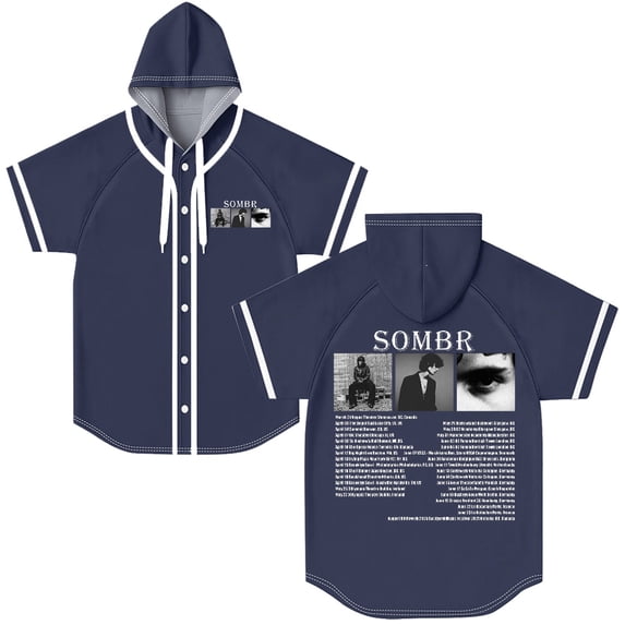 Sombr Hooded Short Sleeve Jersey 3D Print Casaul Men's Cool Button t shirt