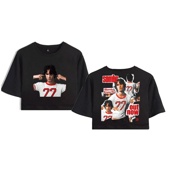 Sombr Merch I Barely Know Her Crop Top Midriff-Baring Tshirt Girl Short Sleeve