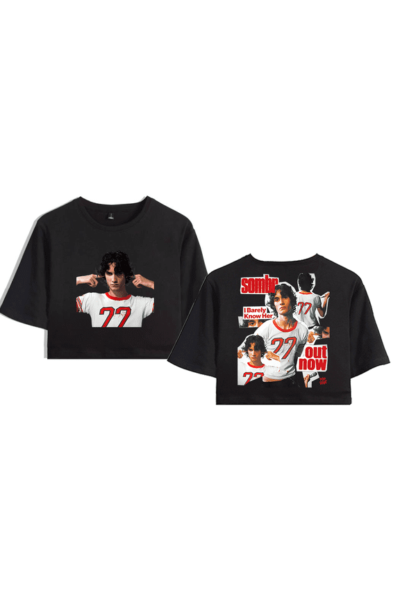 Sombr Merch I Barely Know Her Crop Top Midriff-Baring Tshirt Girl Short Sleeve