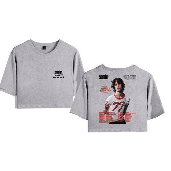 Sombr Merch I Barely Know Her Tour live Crop Top Midriff-Baring Tshirt Girl Short Sleeve