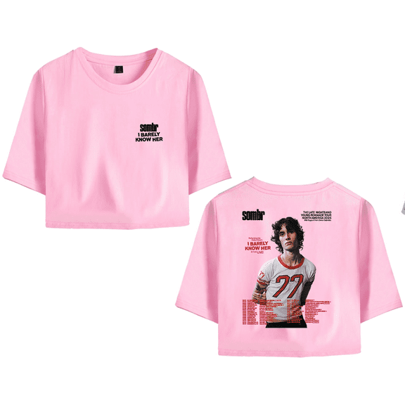 Sombr Merch I Barely Know Her Tour live Crop Top Midriff-Baring Tshirt Girl Short Sleeve