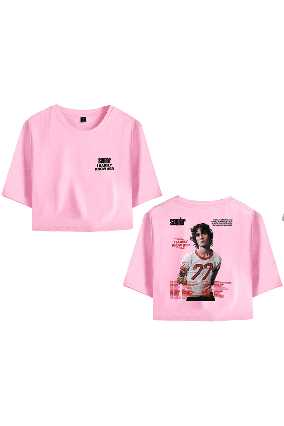 Sombr Merch I Barely Know Her Tour live Crop Top Midriff-Baring Tshirt Girl Short Sleeve