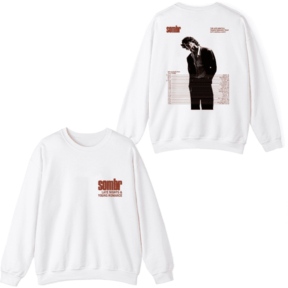 Sombr Merch The Late Nights Young Romance Tour Crewneck Sweatshirt Men Women Long Sleeve