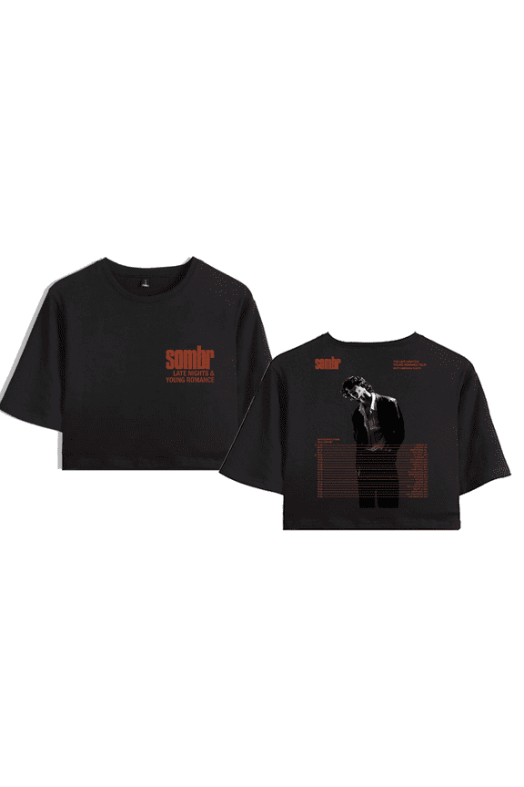 Sombr Merch The Late Nights Young Romance Tour Crop Top Graphic T-shirt Women Girl Short Sleeve