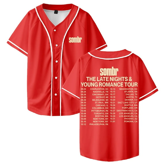 Sombr The Late Nights And Young Romance Tour Baseball Jersey Short Sleeve Shirts Women Men Streetwear Tops