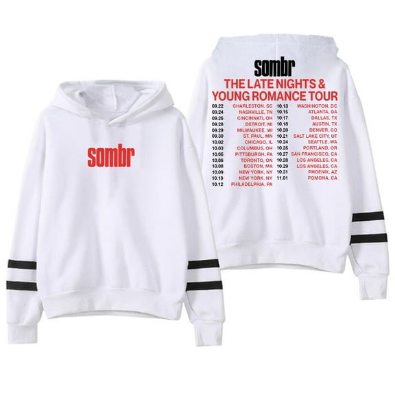 Sombr The Late Nights And Young Romance Tour Hoodie Women Men Pocketless Parallel Bars Sleeve Sweatshirt