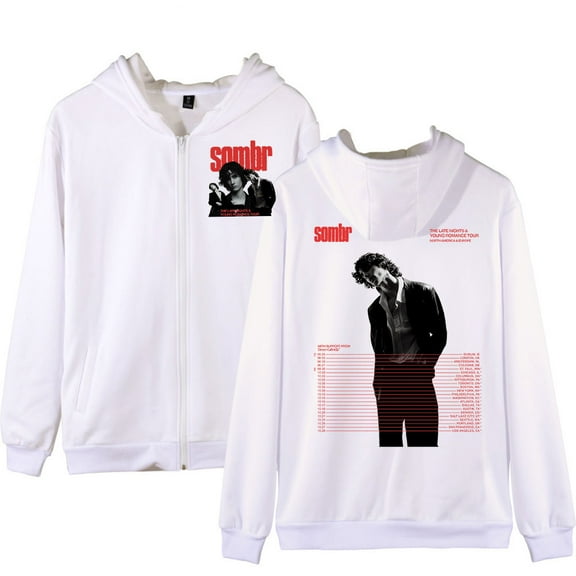 Sombr The Late Nights Young Romance Tour 2025 Hoodies Merch Women Men Long sleeve Fashion Casual Hooded zipper sweatshirt