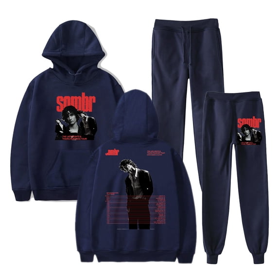 Sombr The Late Nights Young Romance Tour 2025 Merch Hoodie and SWEATPANTS set pop print Unisex Casual Street Clothing