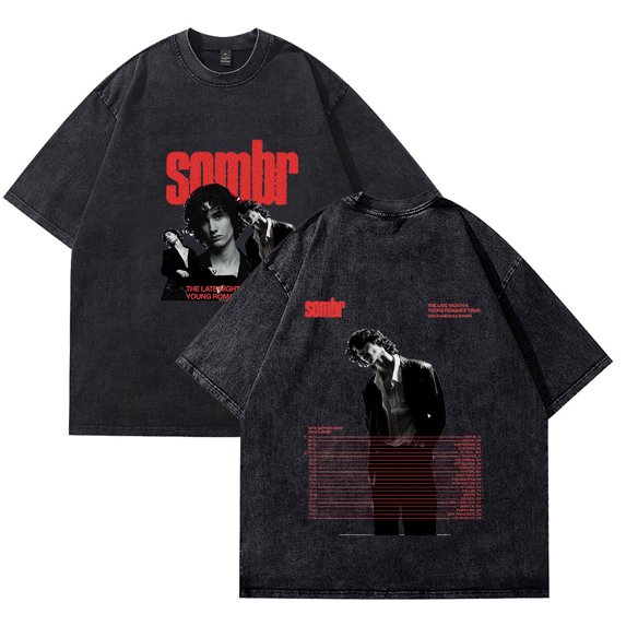 Sombr The Late Nights Young Romance Tour 2025 T-shirts Merch Women Men Cotton Wash Clothes Trend Casual Short Sleeve Top