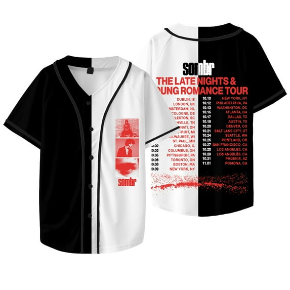Sombr The Late Nights & Young Romance Tour Baseball Jacket Tee Unisex V-neck Short Sleeve T-Shirts
