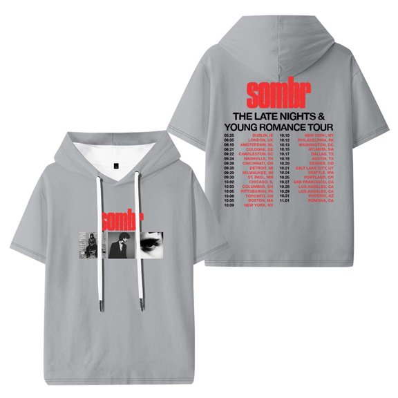 Sombr The Late Nights & Young Romance Tour Hooded T-Shirts Women Men Short Sleeve Tee Casual Fashion Clothes