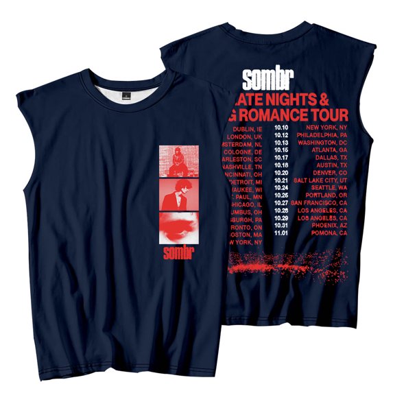 Sombr The Late Nights & Young Romance Tour Merch Sleeveless T-Shirts Unisex Fashion Streetwear Tee