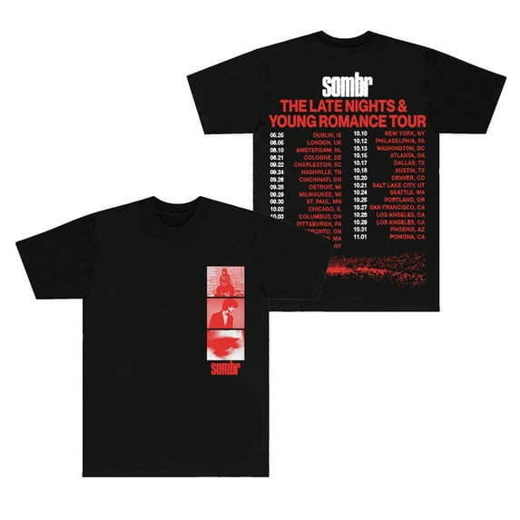 Sombr The Late Nights & Young Romance Tour Merch T-shirt unisex fashion round neck pure cotton short sleeved T-shirt