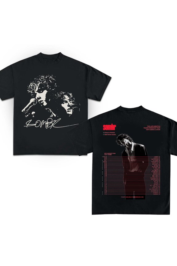 Sombr The Late Nights & Young Romance Tour North America and Europe tour tee Sombr shirt,black Color,Size M