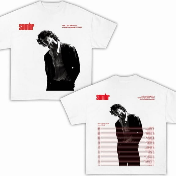 Sombr The Late Nights & Young Romance Tour North America and Europe tour tee Sombr shirt