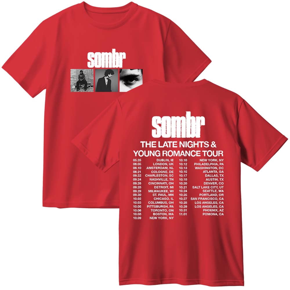 Sombr The Late Nights Young Romance Tour T Shirt Women Men Casual sombr-the-late-nights-young-romance-tour-t-shirt-women-men-casual