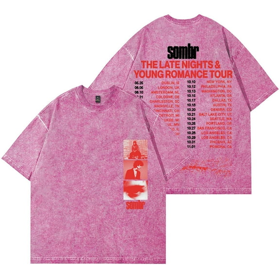 Sombr The Late Nights & Young Romance Tour Wash T-Shirts Women Men Cotton Short Sleeve Tee