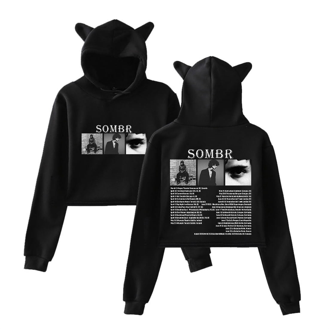 Sombr Tour 2025 Short Hoodies Fashion Cat Ear Sweatshirts