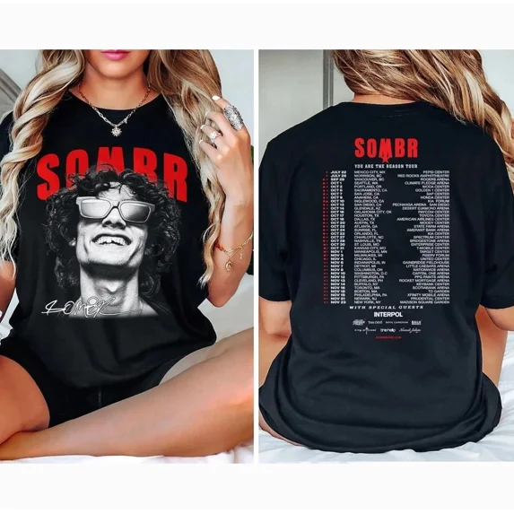 Sombr Tour 2026 Unisex T-Shirt Gift For Fan,Charcoal Color,Size 3XL