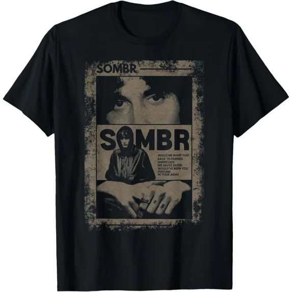 Sombr Unisex T-shirt, Vintage Rock Concert Apparel,Charcoal Color,Size 2XL