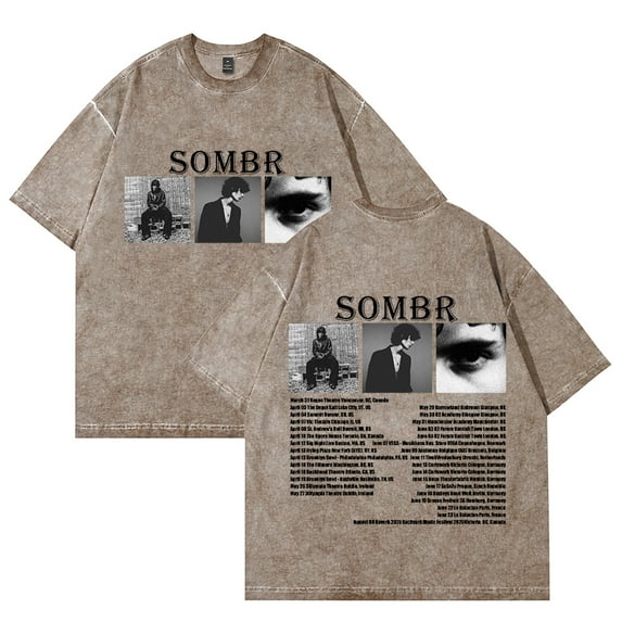 Sombr Washed tshirt Fashion Streetwear Adult Cotton Short Sleeve T-shirts