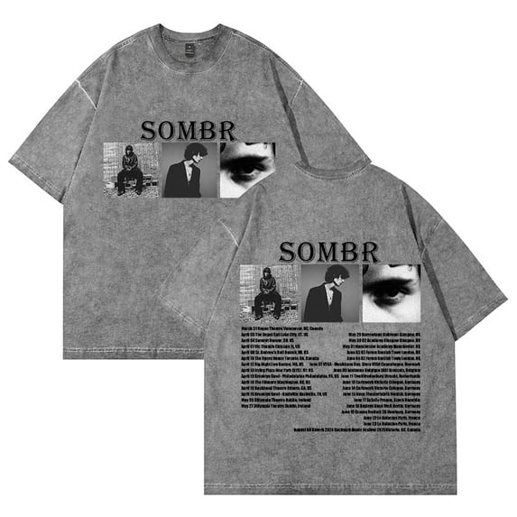Sombr Washed tshirt Fashion Streetwear Adult Cotton Short Sleeve T-shirts