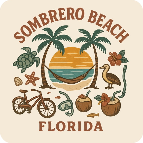 Sombrero Beach Florida Keepsakes Souvenir Vinyl Sticker – Destination Travel Keepsake Collectible (3-Inches Wide)