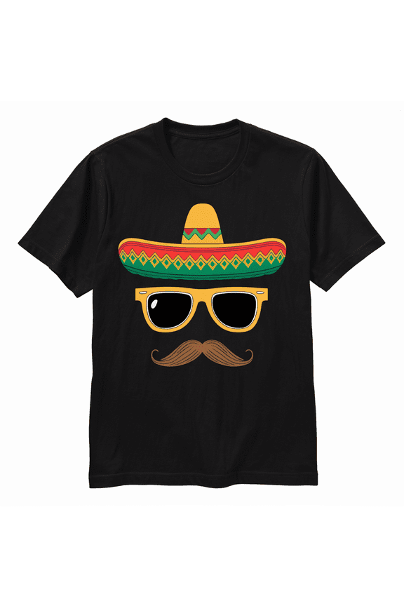 Sombrero Face Cinco De Mayo Mexican Fiesta Party Kids Boys T-Shirt