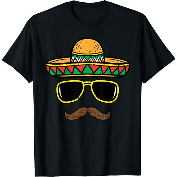 Sombrero Face Cinco De Mayo Mexican Fiesta Party Kids Boys T-Shirt
