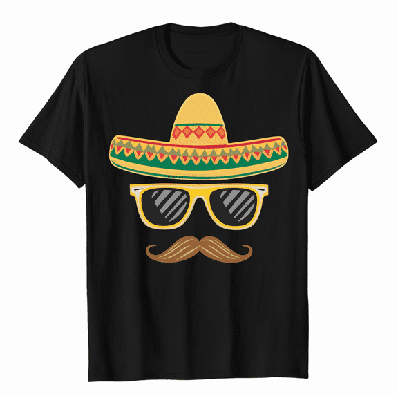 Sombrero Face Cinco De Mayo Mexican Fiesta Party Kids Boys T-Shirt