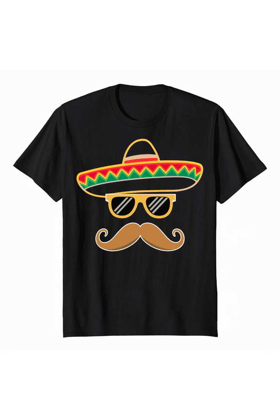 Sombrero Face Cinco De Mayo Mexican Fiesta Party Kids Boys T-Shirt