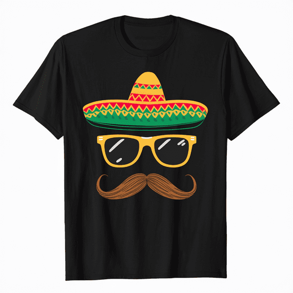 Sombrero Face Cinco De Mayo Mexican Fiesta Party Kids Boys T-Shirt
