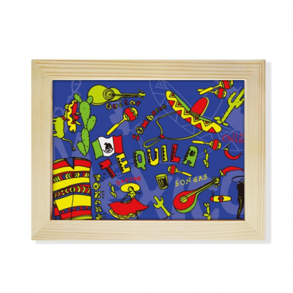 Sombrero Guitar Chili Mexico Elment Desktop Photo Frame Picture Art Decoration Painting 6x8 inch