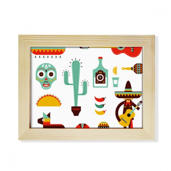 Sombrero Guitar Chili Mexico Elment Desktop Photo Frame Picture Art Decoration Painting 6x8 inch